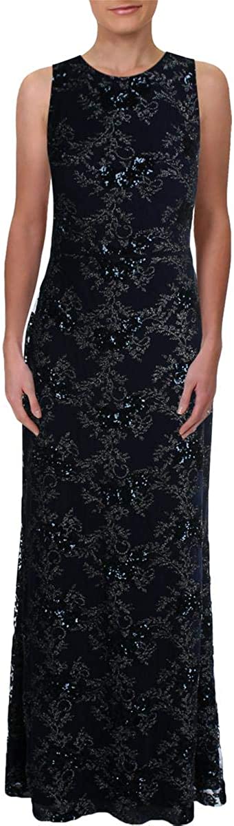 LAUREN RALPH LAUREN Womens Tulle Embroidered Evening Dress