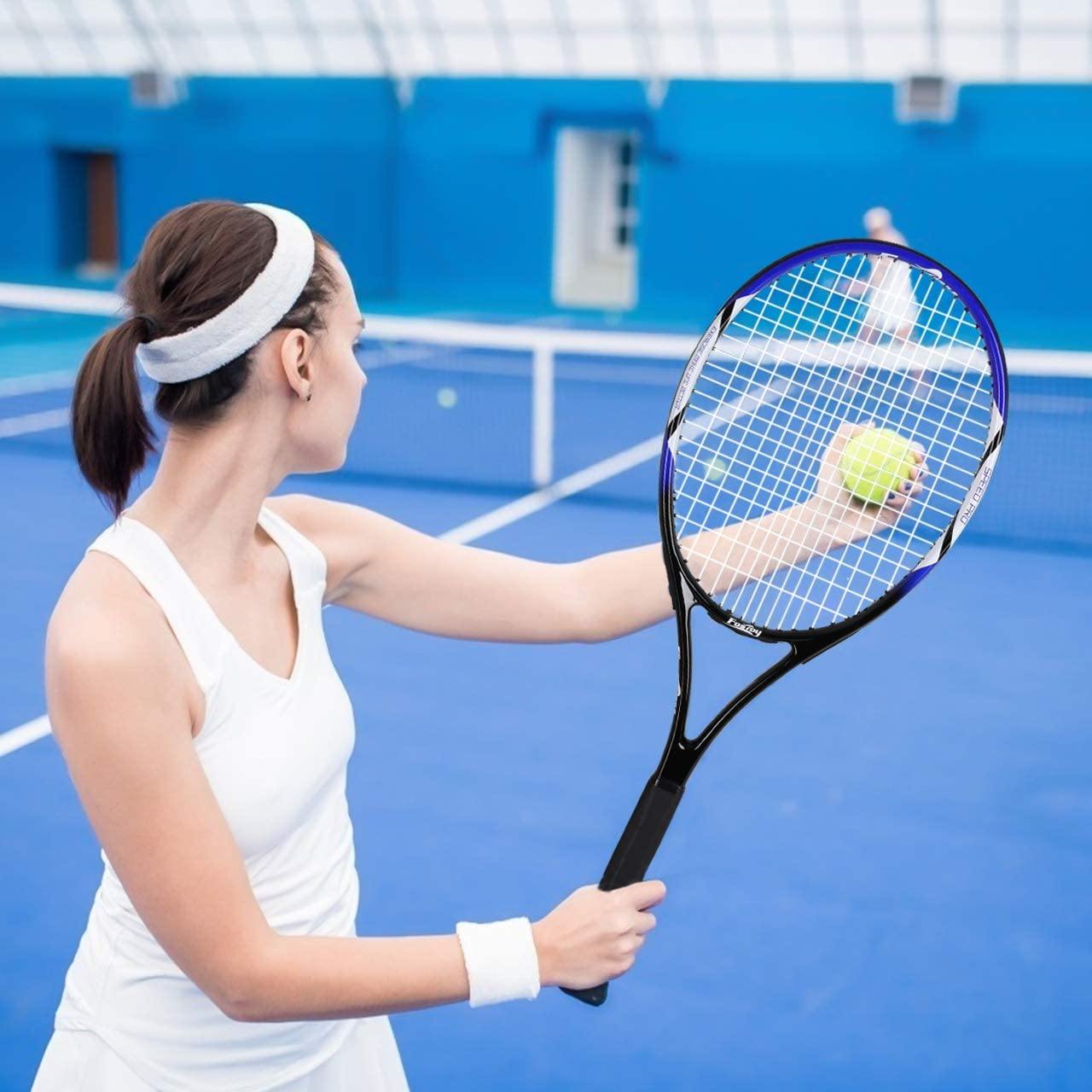 Fostoy Adult Recreational Tennis Racket, 27 inch Tennis Racquet with Carry Bag, Professional Tennis Racket, Good Control Grip, Vibration Dampe - JOY2ESpree