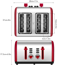 
                        
                          Cargar imagen en el visor de la galería, Toaster 4 Slice, CUSINAID 4 Wide Slots Stainless Steel Toasters with Reheat Defrost Cancel Function, 7-Shade Setting, Blue - JOY2ESpree
                        
                      
