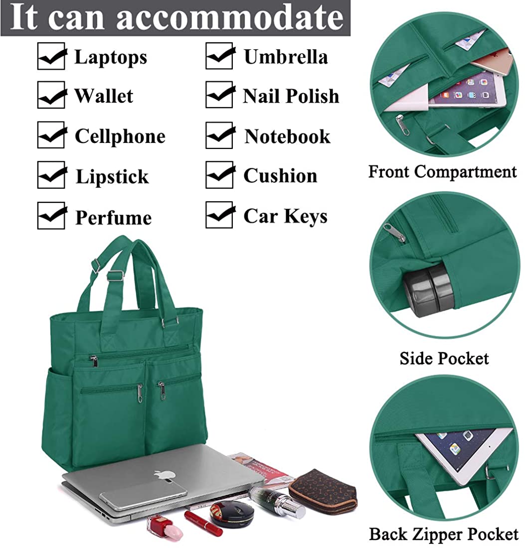 Canvas Tote Bag Waterproof Nylon Multi Pocket Shoulder Bags Laptop Work Bag Teacher Purse and Handbags for Women & Men