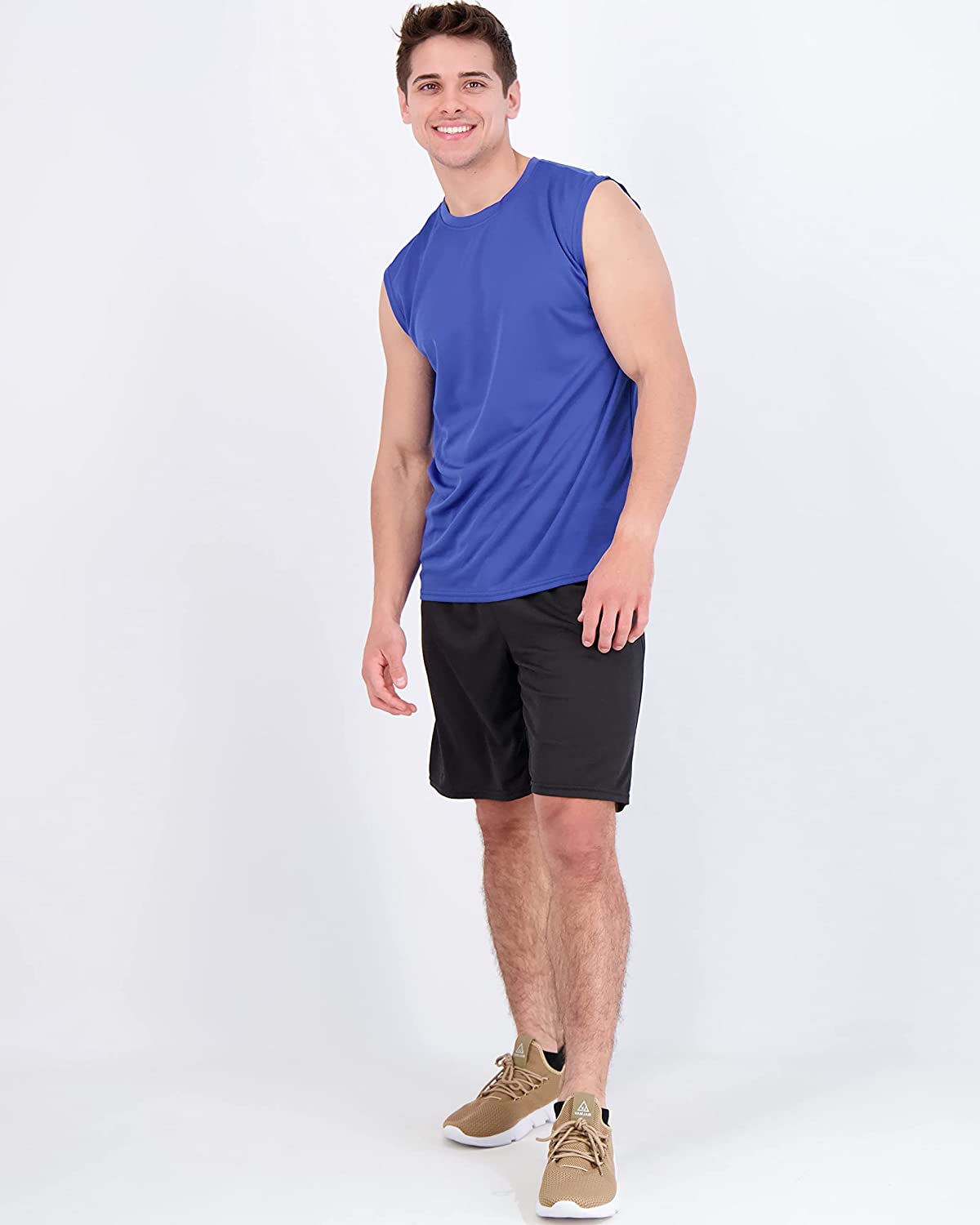 Real Essentials 5 Pack: Men's Mesh Active Athletic Tech Tank Top - Workout & Training Activewear