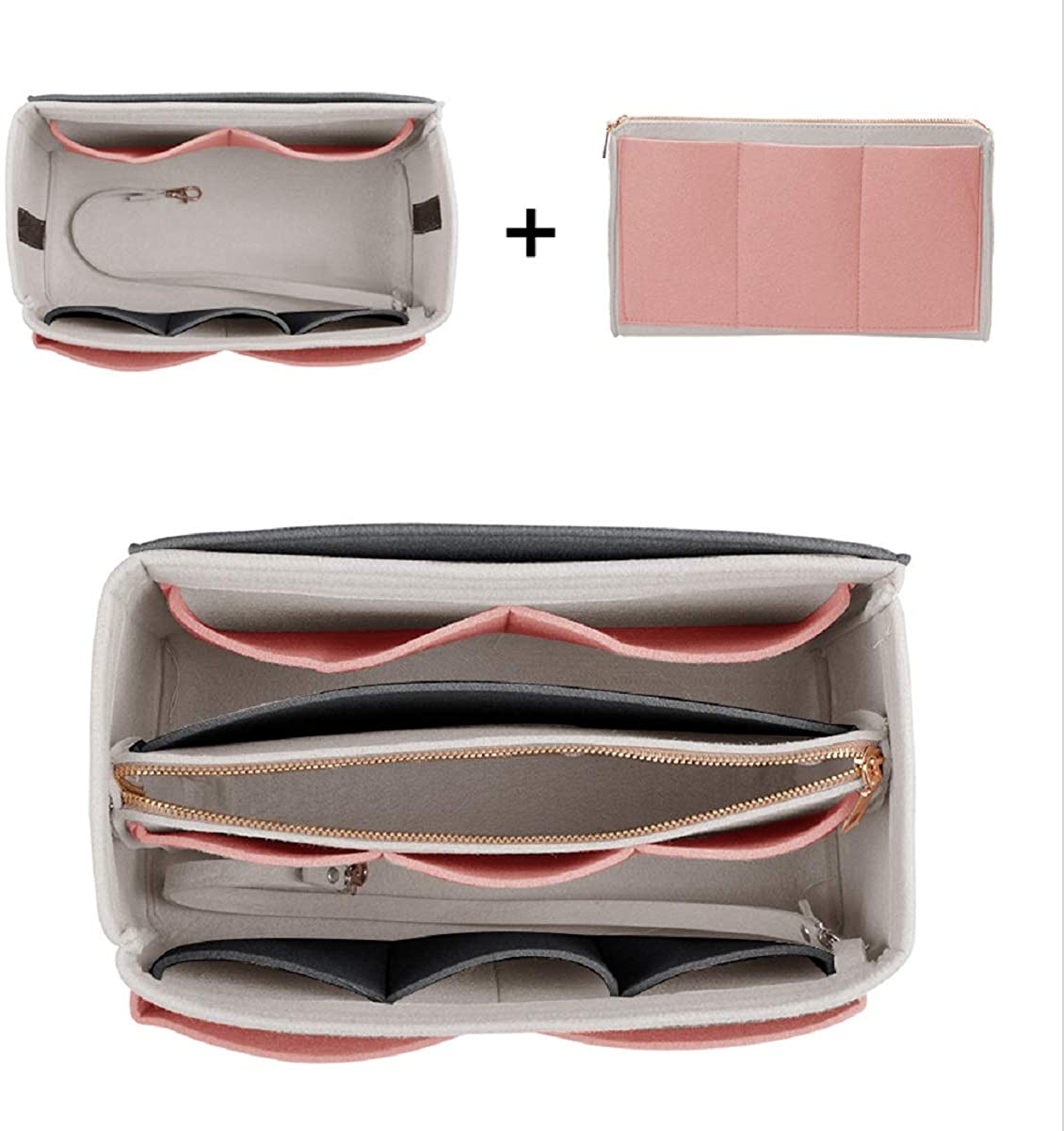 Purse Organizer Insert, Felt Bag organizer with zipper, Handbag & Tote Shaper, For Speedy Neverfull Tote, 5 Sizes