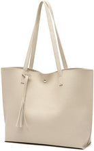 
                        
                          將圖片載入圖庫檢視器 Women's Soft Faux Leather Tote Shoulder Bag from Dreubea, Big Capacity Tassel Handbag
                        
                      