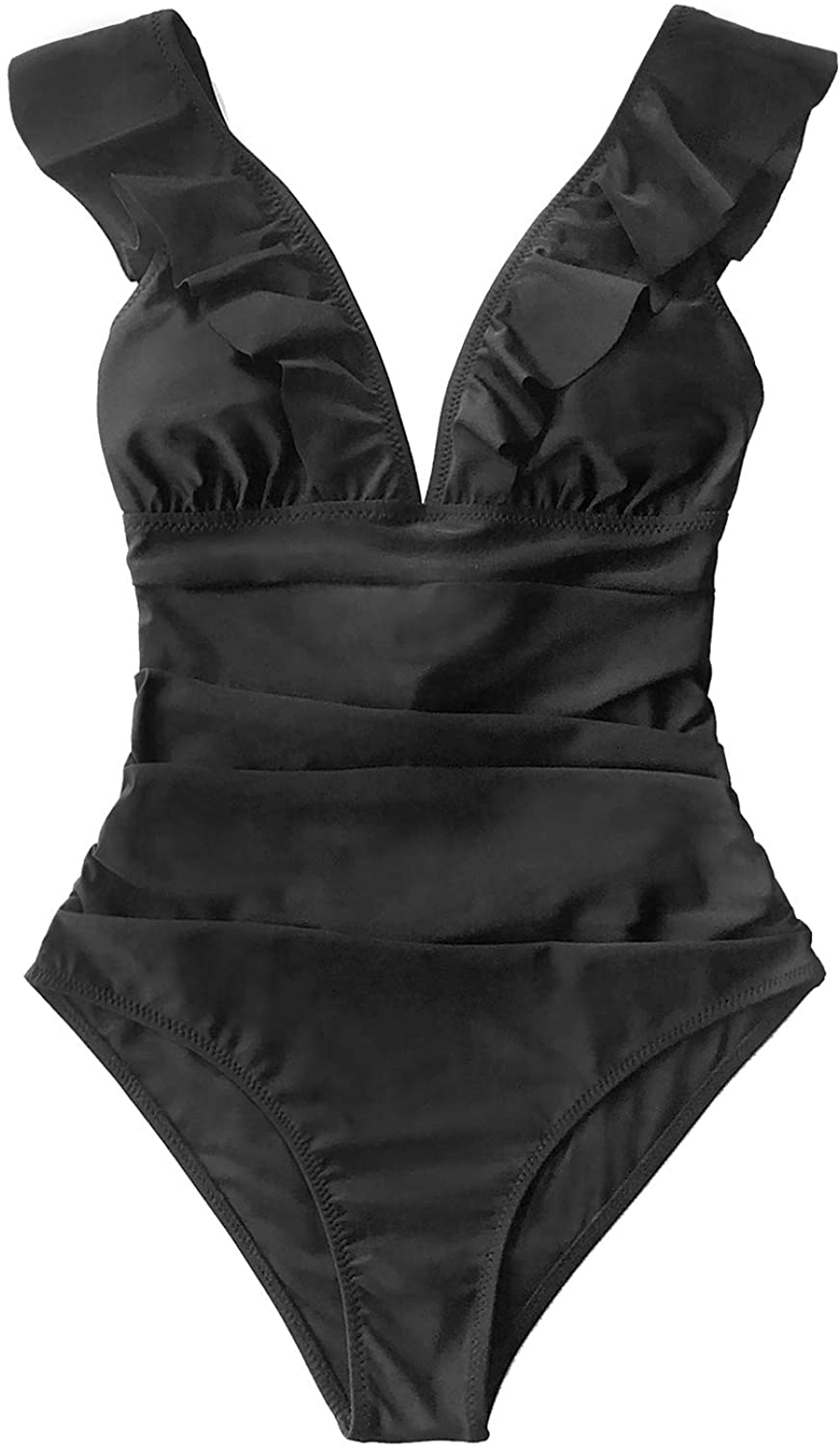 CUPSHE Women's V Neck One Piece Swimsuit Ruffled Lace Up Monokini