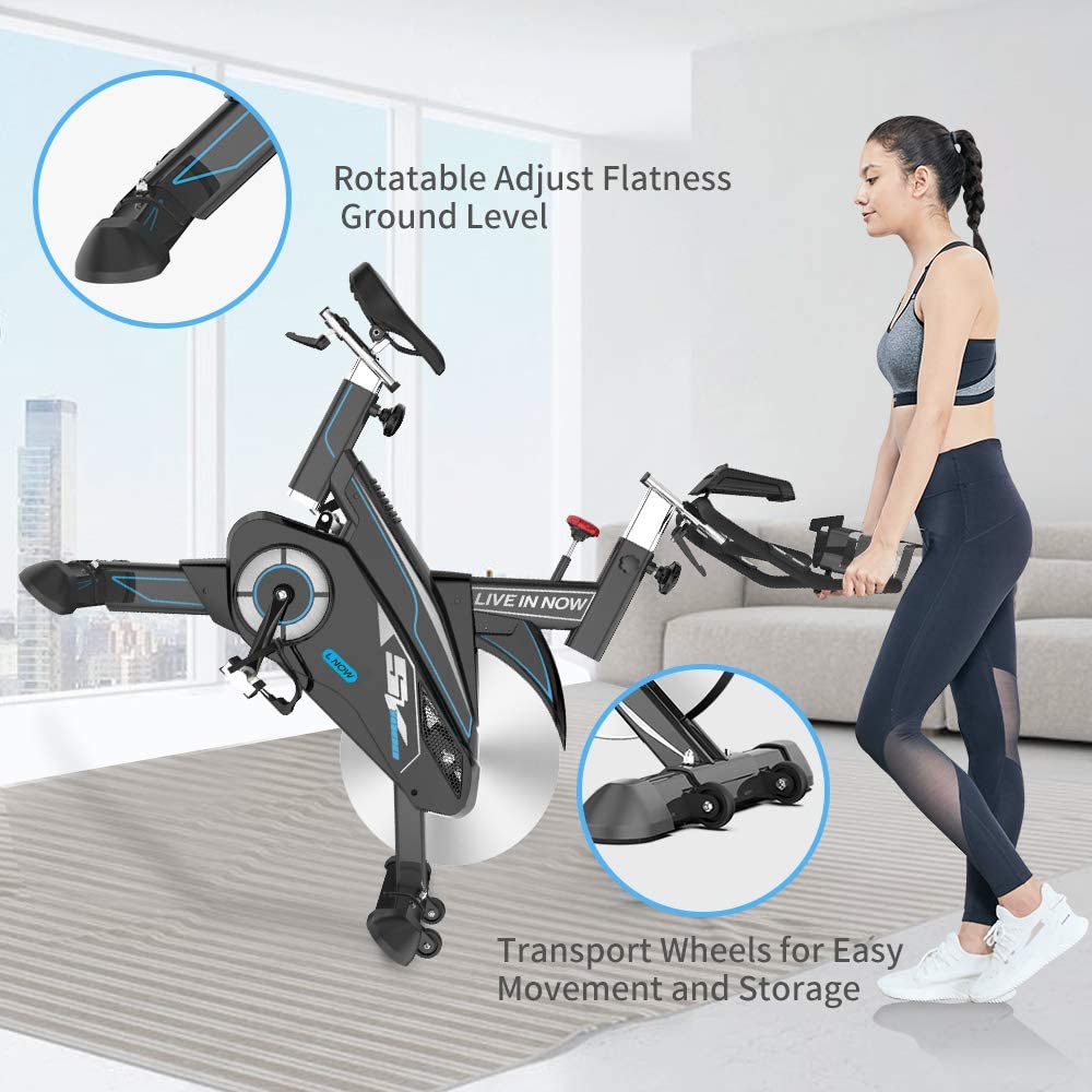 pooboo Exercise Bike, Heavy Duty Indoor Cycling Bike Stationary Belt Drive - JOY2ESpree