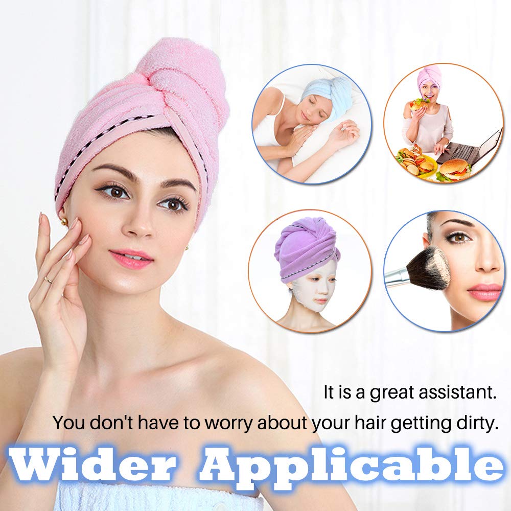 Vinker 3 Pack Hair Towel Wrap, Microfiber Quick Drying Hair Towels, Bath Dryer Caps, Bath Hair Drying Towel, Quick Dryer Hat for Women Girls