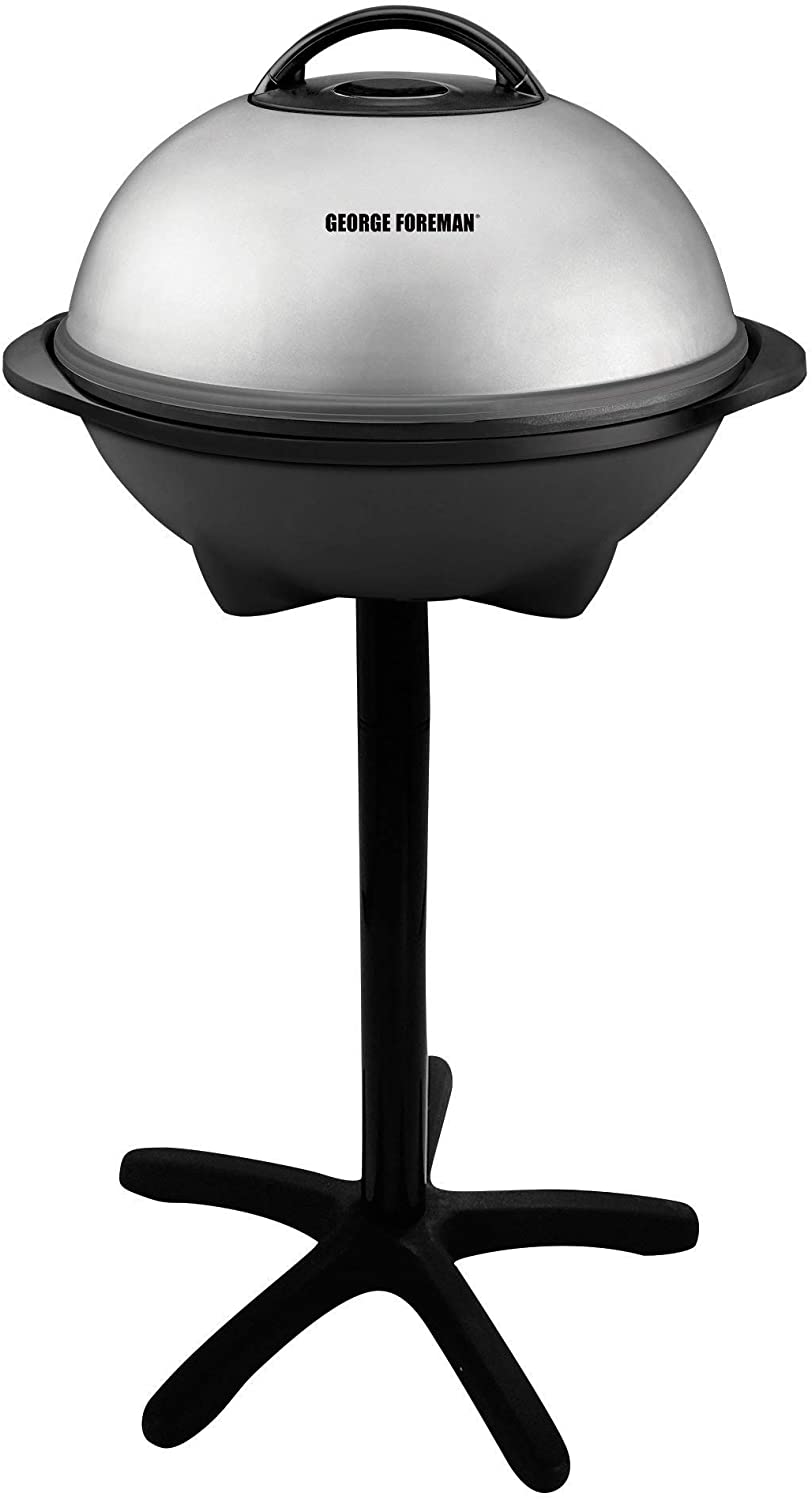 George Foreman, Silver, 12+ Servings Upto 15 Indoor/Outdoor Electric Grill, GGR50B, REGULAR - JOY2ESpree