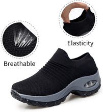 
                        
                          Load image into Gallery viewer, STQ Slip On Breathe Mesh Walking Shoes Women Fashion Sneakers Comfort Wedge Platform Loafers
                        
                      