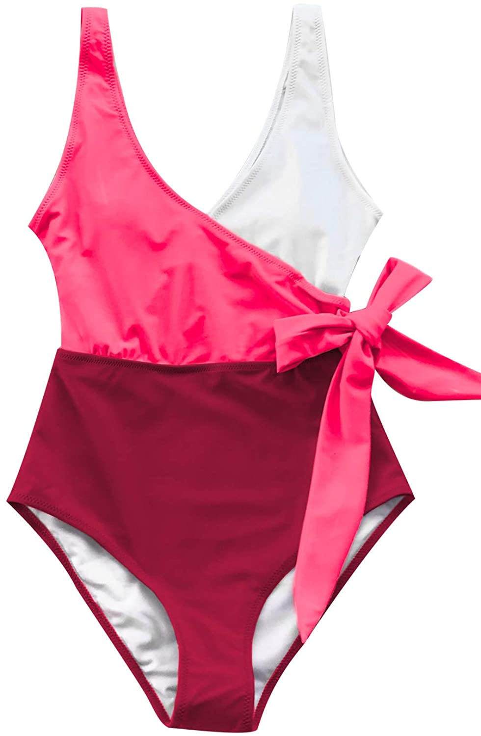 CUPSHE Women's One Piece Swimsuit Knotted Color Block Bathing Suit