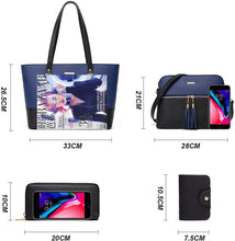 
                        
                          Load image into Gallery viewer, Women Fashion Handbags Wallet Tote Bag Shoulder Bag Top Handle Satchel Purse Set 4pcs
                        
                      