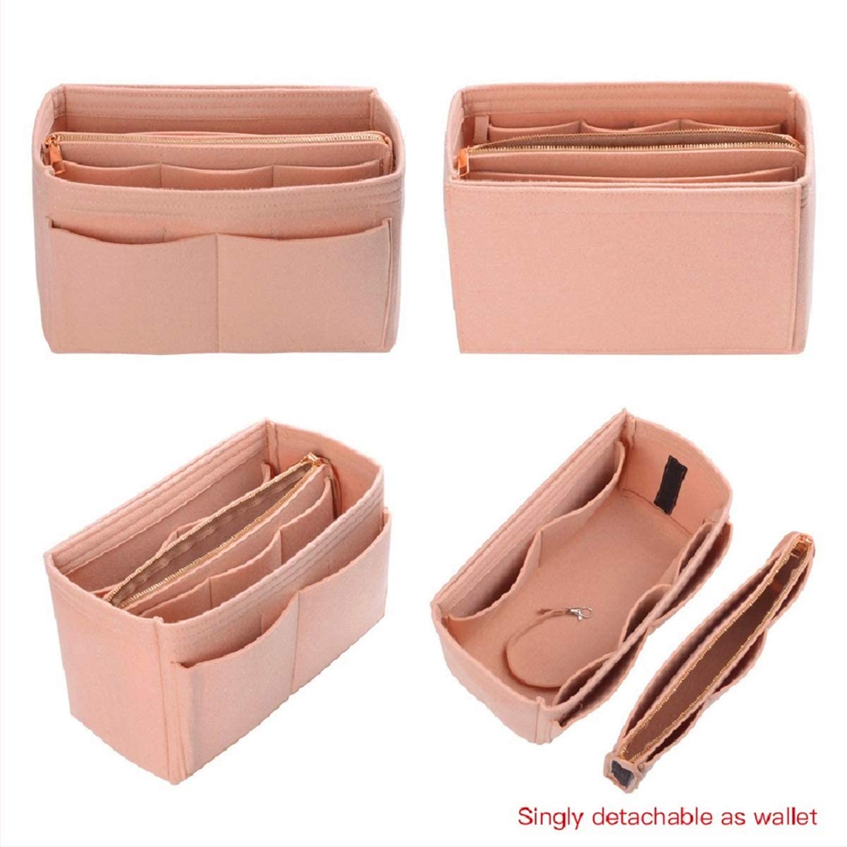 Purse Organizer Insert, Felt Bag organizer with zipper, Handbag & Tote Shaper, For Speedy Neverfull Tote, 5 Sizes
