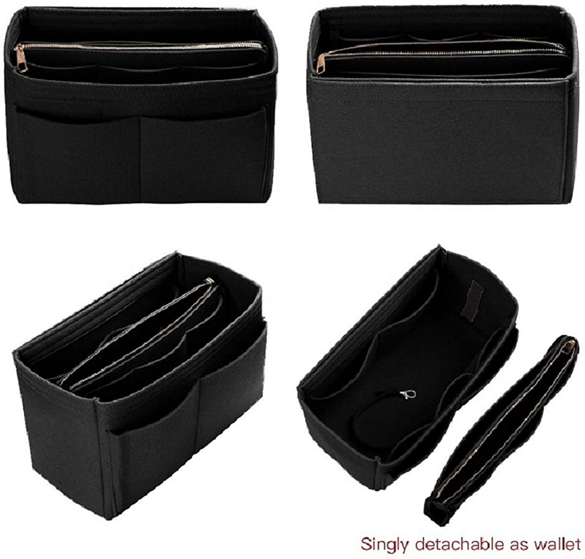 Purse Organizer Insert, Felt Bag organizer with zipper, Handbag & Tote Shaper, For Speedy Neverfull Tote, 5 Sizes