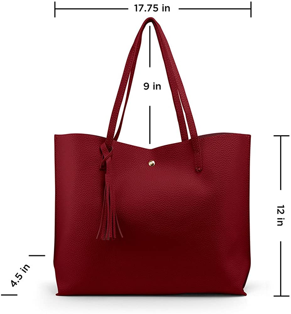 Oct17 Women Large Tote Bag - Tassels Faux Leather Shoulder Handbags, Fashion Ladies Purses Satchel Messenger Bags