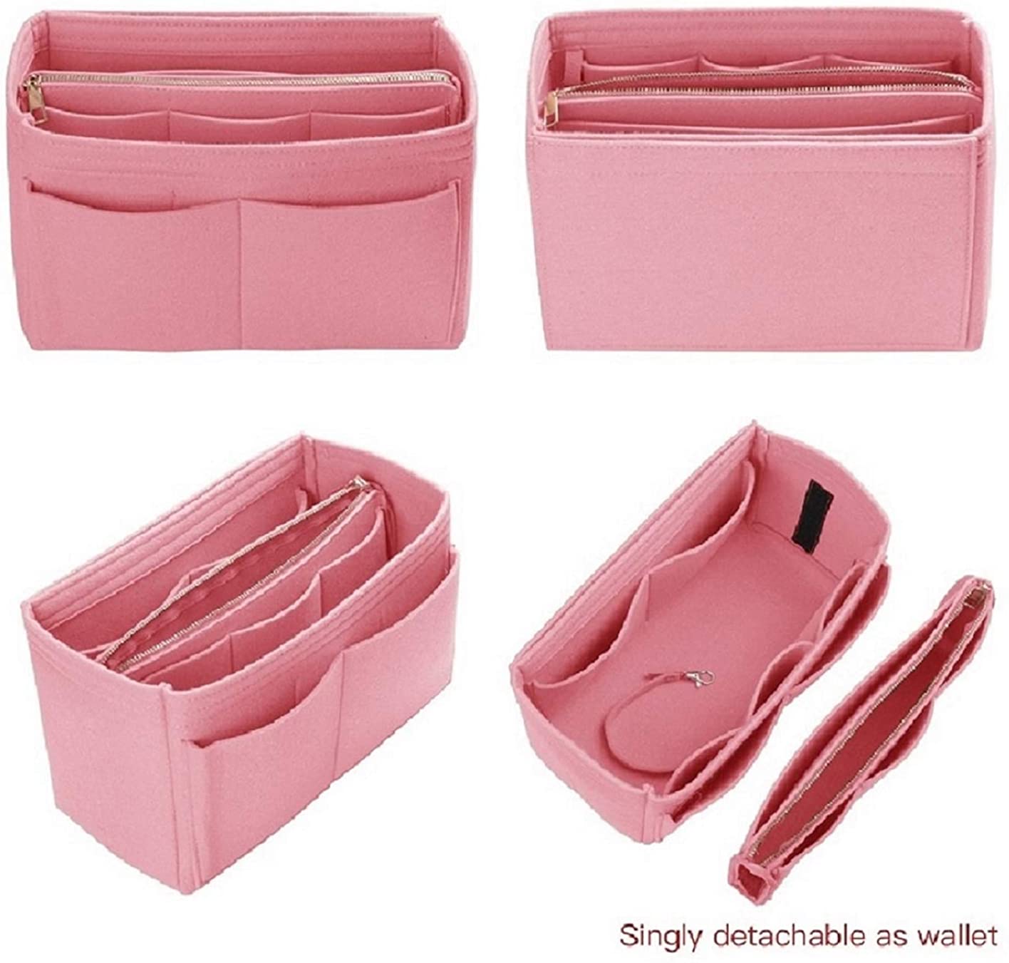 Purse Organizer Insert, Felt Bag organizer with zipper, Handbag & Tote Shaper, For Speedy Neverfull Tote, 5 Sizes