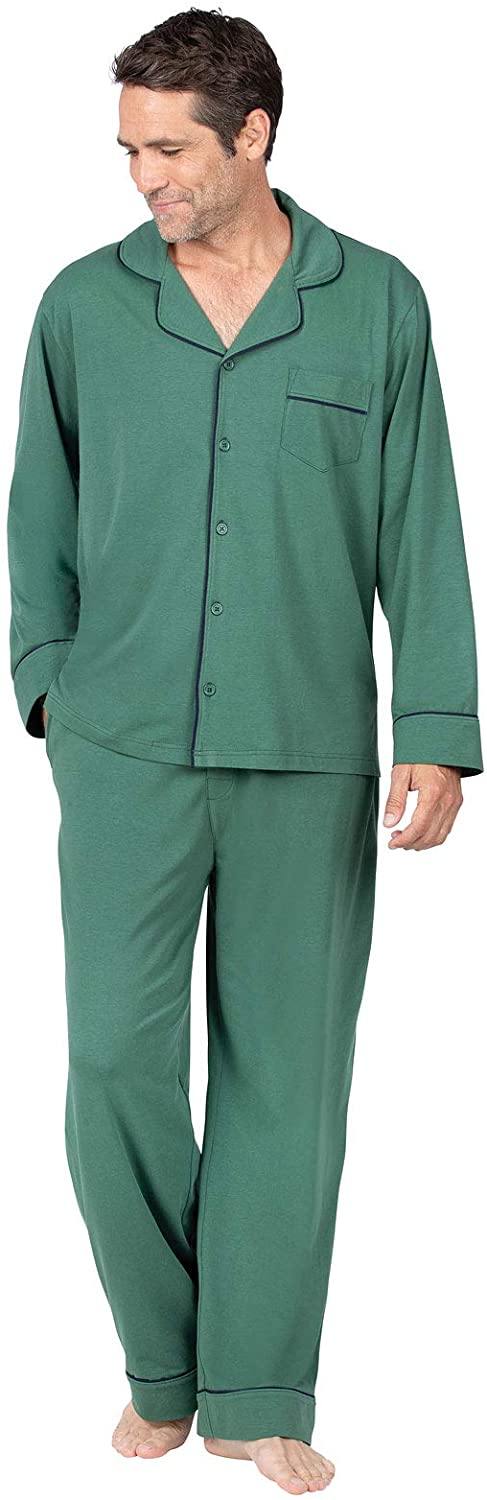 PajamaGram Classic Mens Pajamas Cotton - Men Pajamas Set