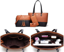 
                        
                          Load image into Gallery viewer, Women Fashion Handbags Wallet Tote Bag Shoulder Bag Top Handle Satchel Purse Set 4pcs
                        
                      