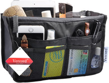 
                        
                          Load image into Gallery viewer, Vercord Purse Organizer Insert for Handbags Bag Organizers Inside Tote Pocketbook Women Nurse Nylon 13 Pockets Black Medium
                        
                      