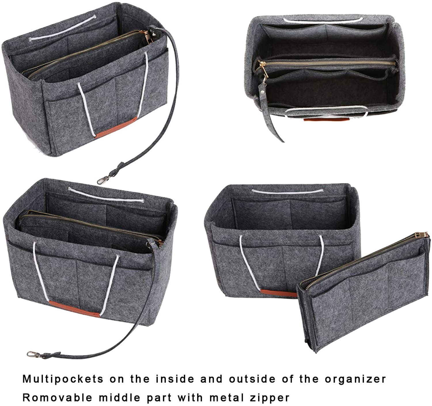Purse Bag Organizer Insert with Lots of Different Size Spaces Divider Shaper for Speedy Shoulder Hobo Bag Keep Stuff Organized