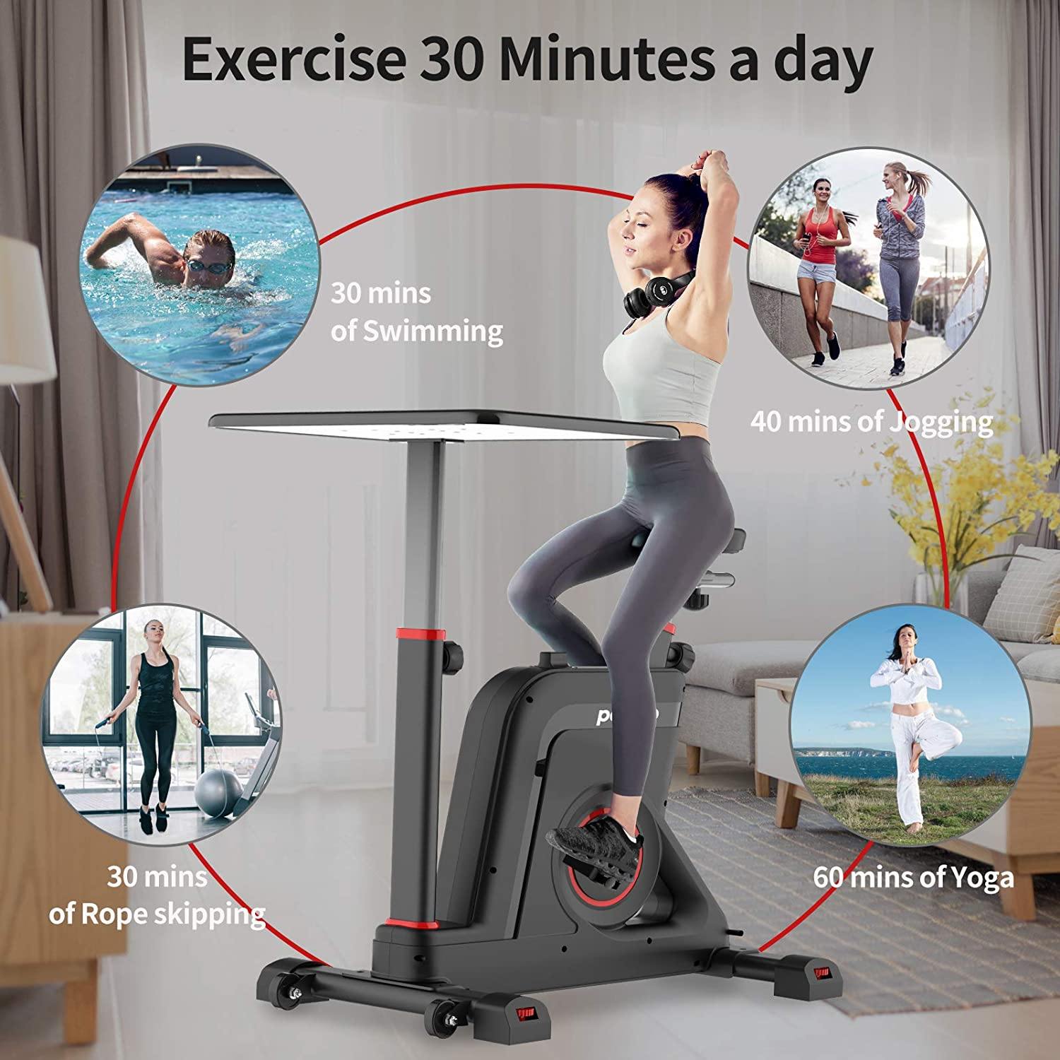 pooboo Desk Cycle Exercise Bike Indoor Cycling Bike Adjustable Magnetic Resistance Stationary Bike for Home Office - JOY2ESpree