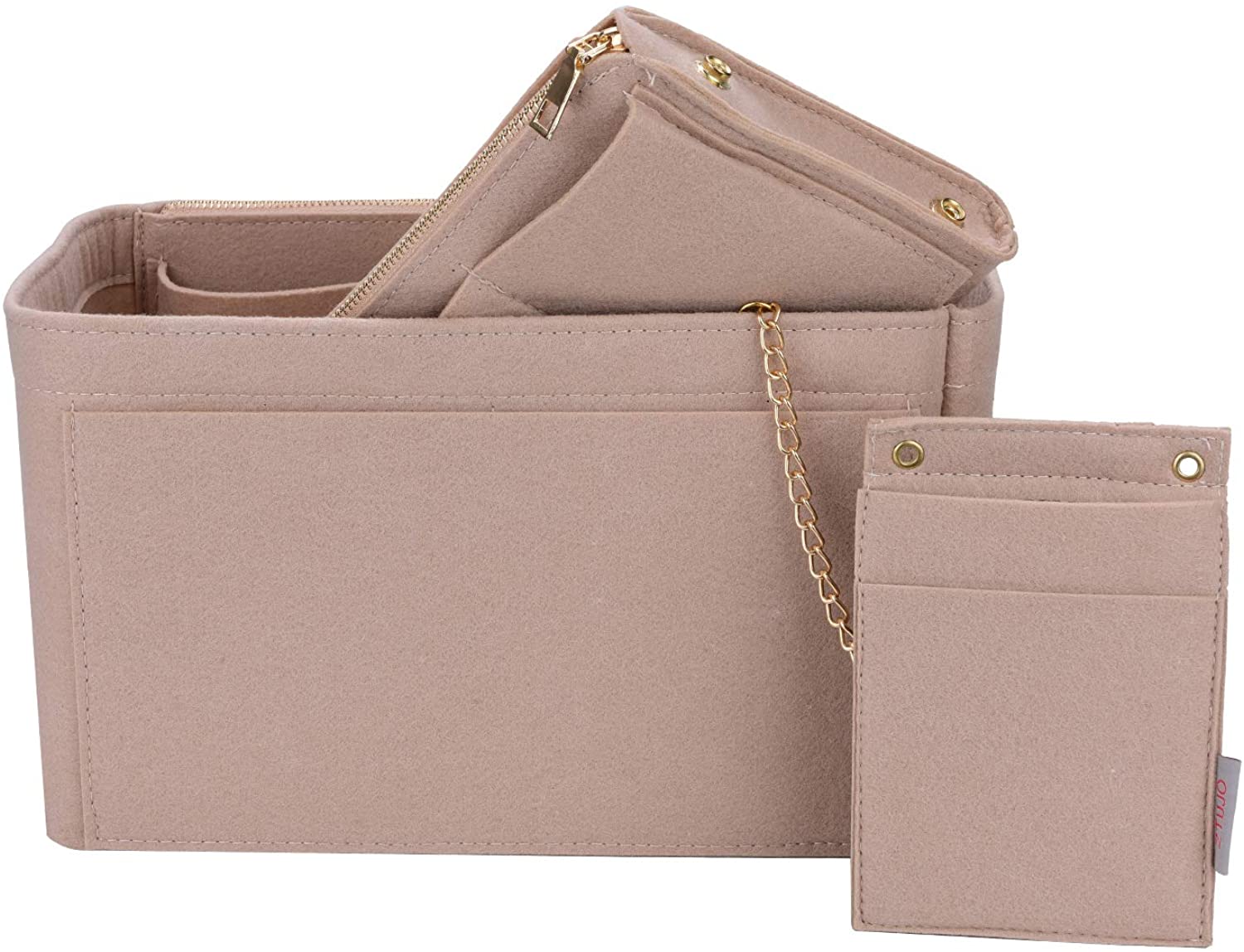 Purse Organizer, Purse Organizer Insert With 2 Metal Zipper, Bag Organizer With RFID Blocking Pocket Purse Organizer insert
