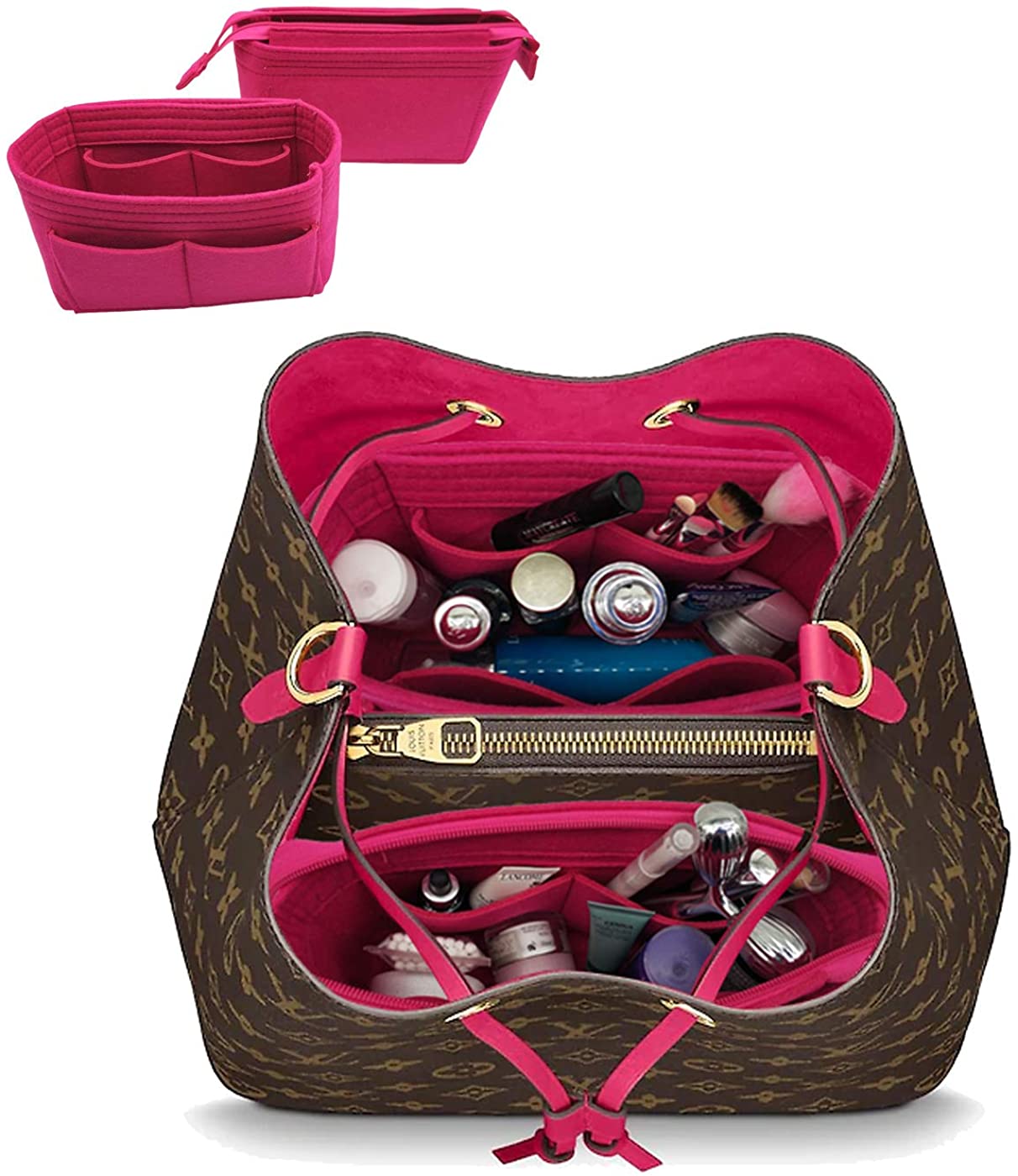 LEXSION Organizer,Bag Organizer,Insert purse organizer with 2 packs in one set fit LV NeoNoe Noé Series perfectly
