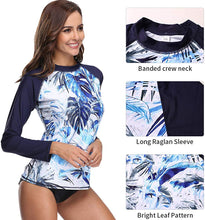 
                        
                          將圖片載入圖庫檢視器 CharmLeaks Women's Long Sleeve Rashguard UPF 50 Sun Protection Swimsuit Top Striped Swim Shirts
                        
                      