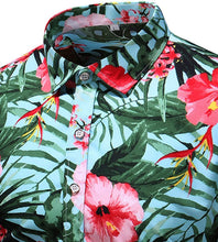 
                        
                          Load image into Gallery viewer, LEFTGU Men's Slim fit Floral Printed Beach Hawaiian Button-Down Dress Shirt
                        
                      