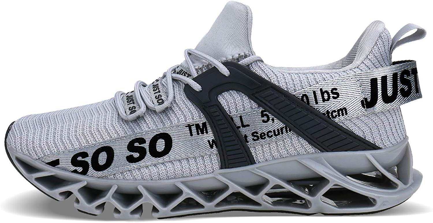 JSLEAP Mens Running Shoes Walking Non Slip Blade Type Sneakers