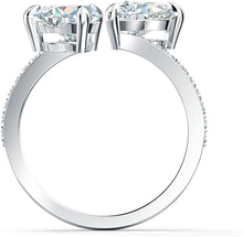 
                        
                          Cargar imagen en el visor de la galería, SWAROVSKI Women's Attract Soul Double Heart Ring Collection, Rhodium Finish, Clear Crystals - JOY2ESpree
                        
                      