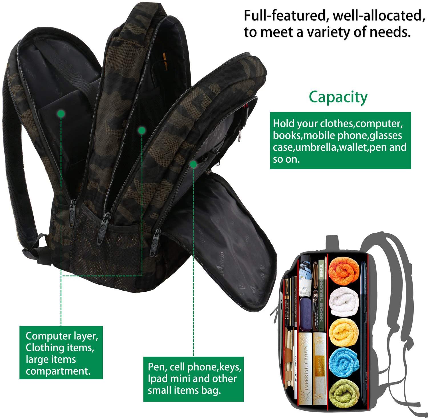 Matein Travel Laptop Backpack, Business Anti Theft Slim Durable Laptops Backpack