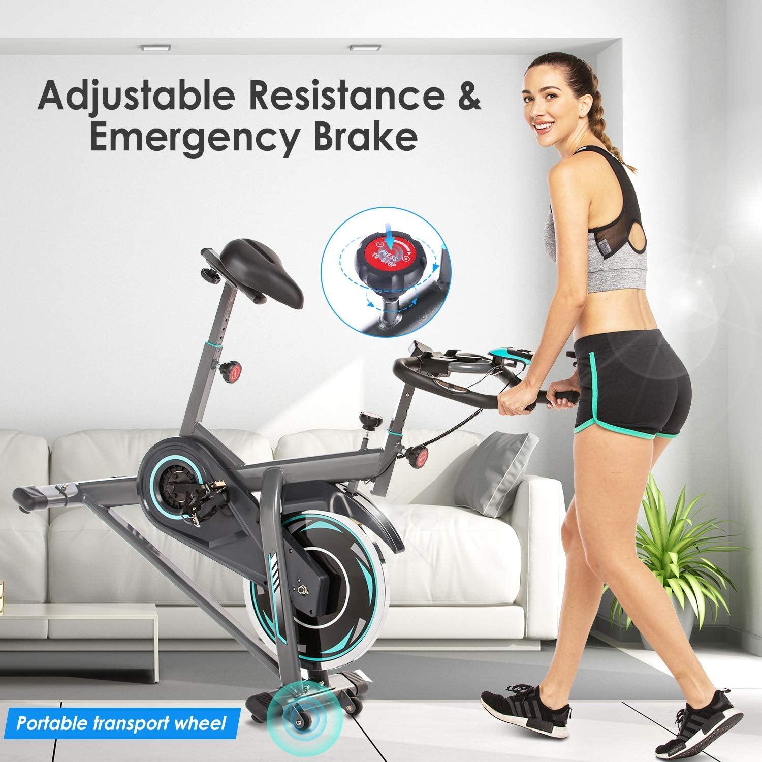 FUNMILY Indoor Exercise Bike Stationary, 49LBS Cycling Bike with Heart Rate Monitor & LCD Monitor - JOY2ESpree
