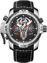 
                        
                          Load image into Gallery viewer, Reef Tiger Mens Sport Mechanical Watches with Steel Black Dial Automatic Watch Calfskin Leather Strap RGA3591
                        
                      