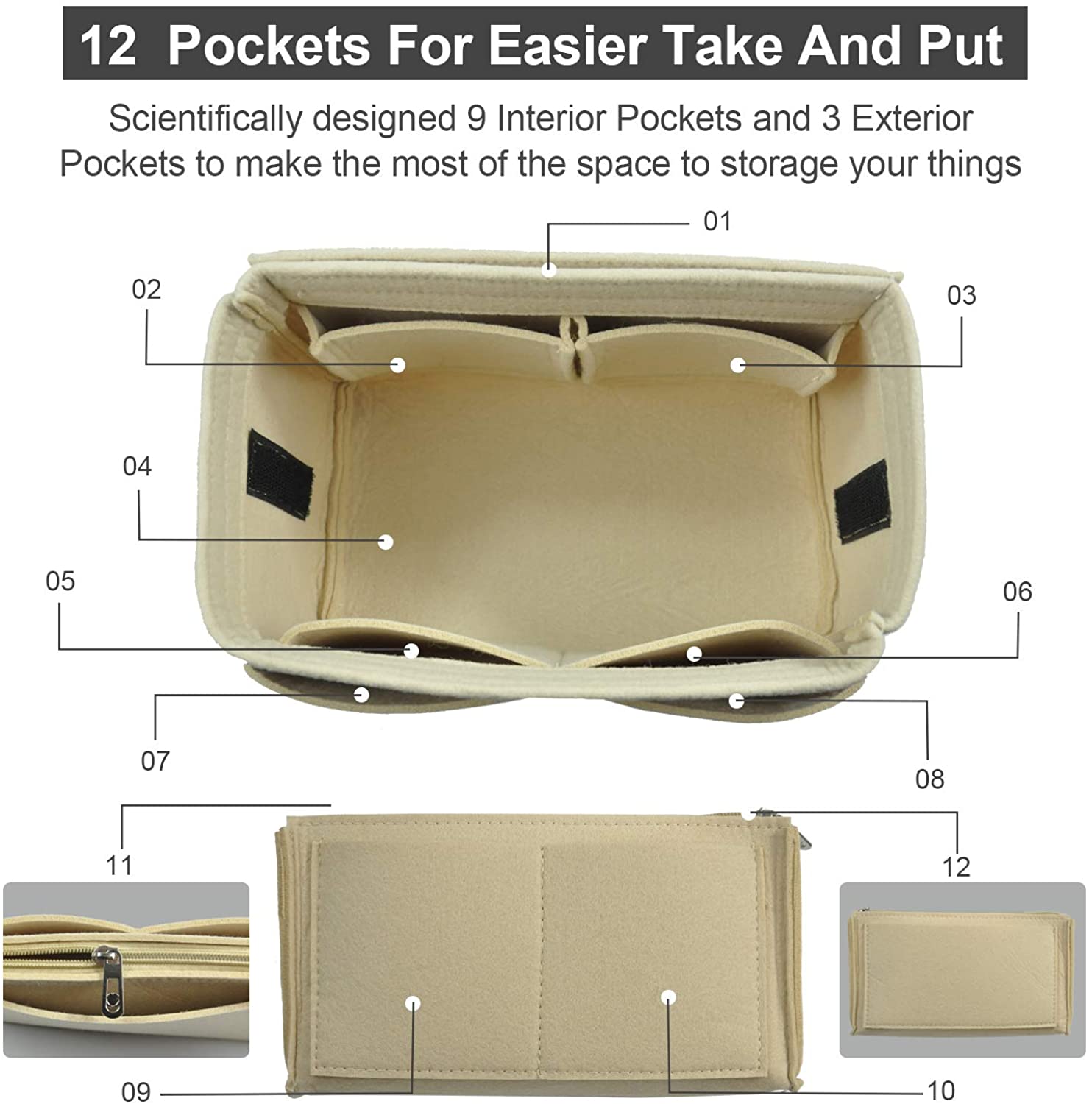 Purse Organizer Insert, Handbag & Tote Organizer, Bag in Bag, Perfect for Speedy Neverfull and More