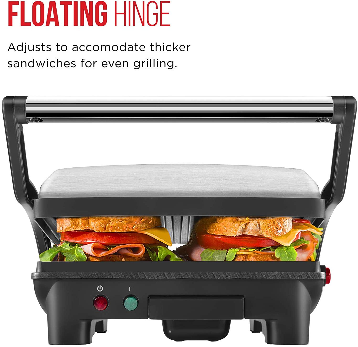 Chefman Panini Press Grill and Gourmet Sandwich Maker Non-Stick Coated Plates - JOY2ESpree