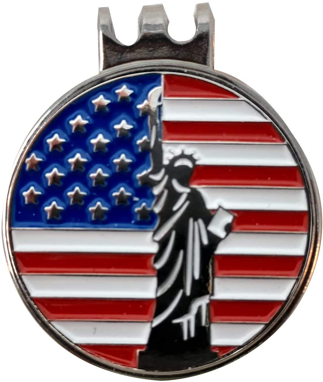 DA VINCI Magnetic Golf Hat Clip with 1 Inch Embossed Patriotic Metal Golf Ball Marker - JOY2ESpree