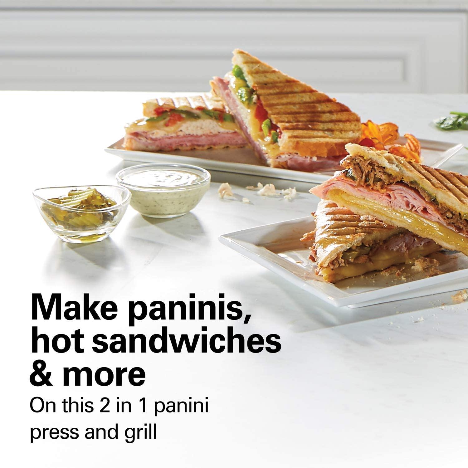 Hamilton Beach Panini Press, Sandwich Maker & Electric Indoor Grill, Upright Storage, Nonstick Easy Clean Grids, Stainless Steel (25410) - JOY2ESpree