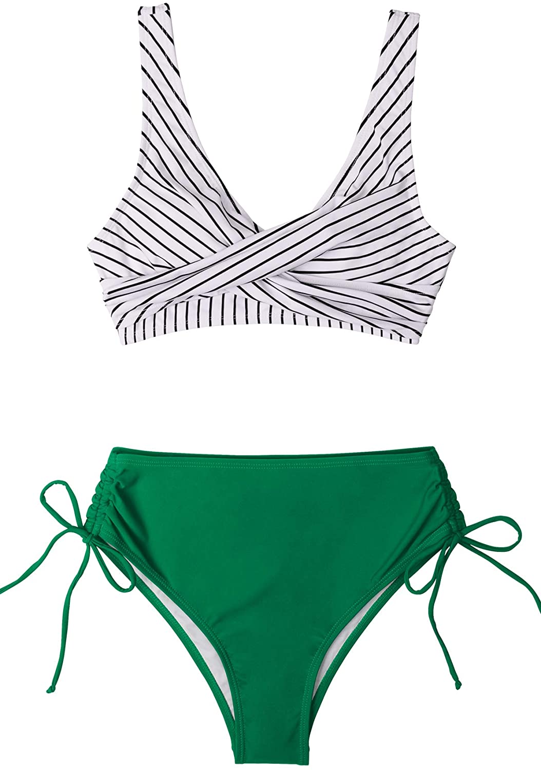 CUPSHE Women's Bikini Swimsuit Floral Print Lace Up Two Piece Bathing Suit