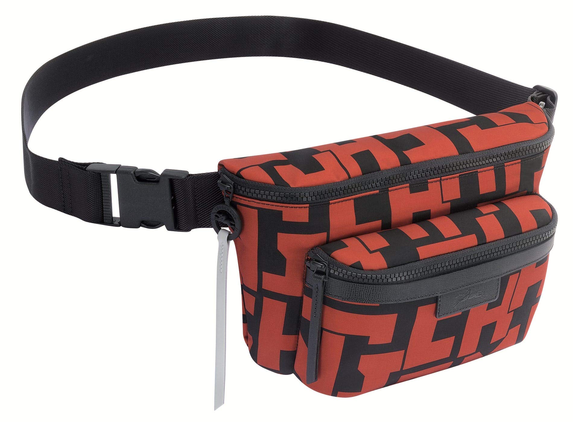 Longchamp Le Pliage LGP Medium Logo Belt Pouch Bag, Brick/Black