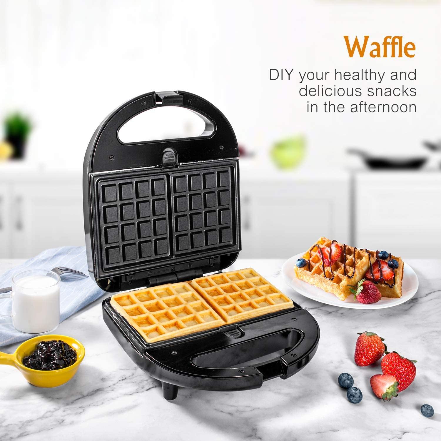 OSTBA Sandwich Maker, Toaster and Electric Panini Press with Non-stick plates, LED Indicator Lights, Cool Touch Handle, Black - JOY2ESpree