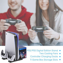
                        
                          Load image into Gallery viewer, Vertical Stand with Cooling Fan for PS5 Console and Playstation 5 Digital Edition - JOY2ESpree
                        
                      