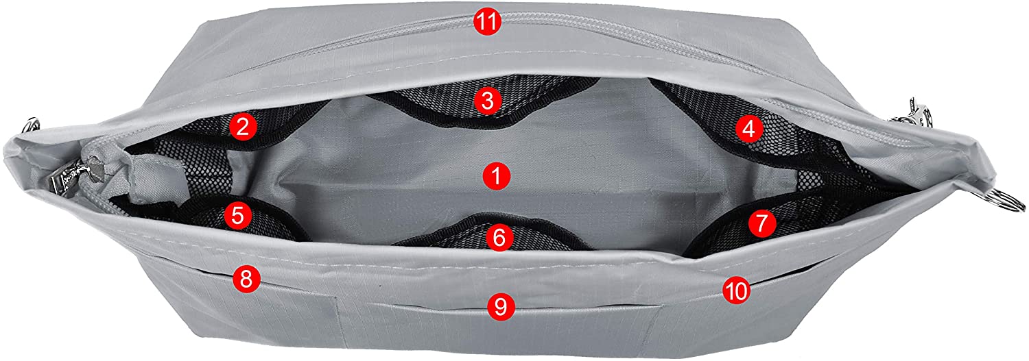 Vercord Purse Organizer Insert Bag Tote Handbags Pocketbook Inserts Organizers Zipper 11 Pockets Black Medium