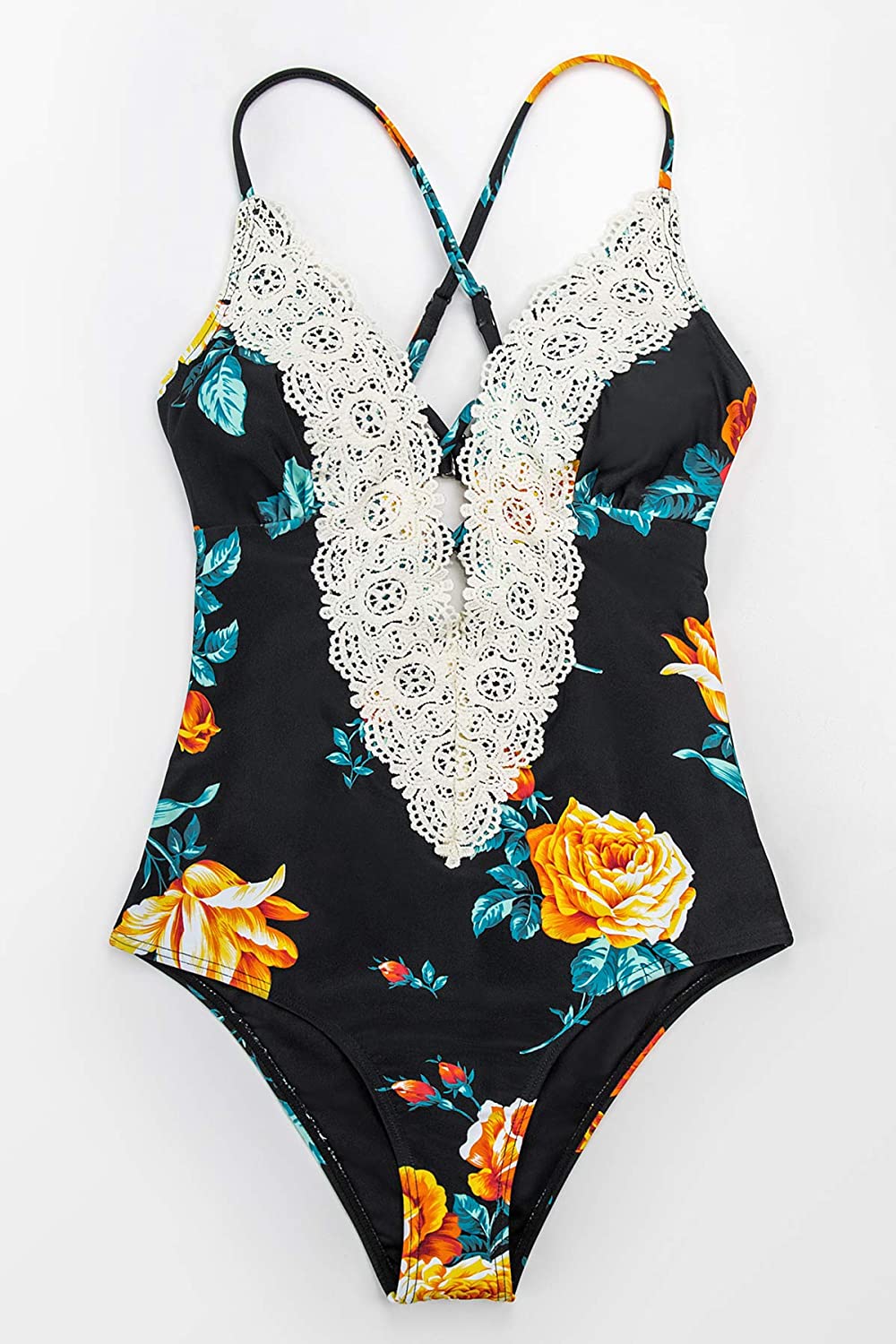 CUPSHE Fashion Women's Ladies Vintage Lace Bikini Sets Beach Swimwear Bathing Suit
