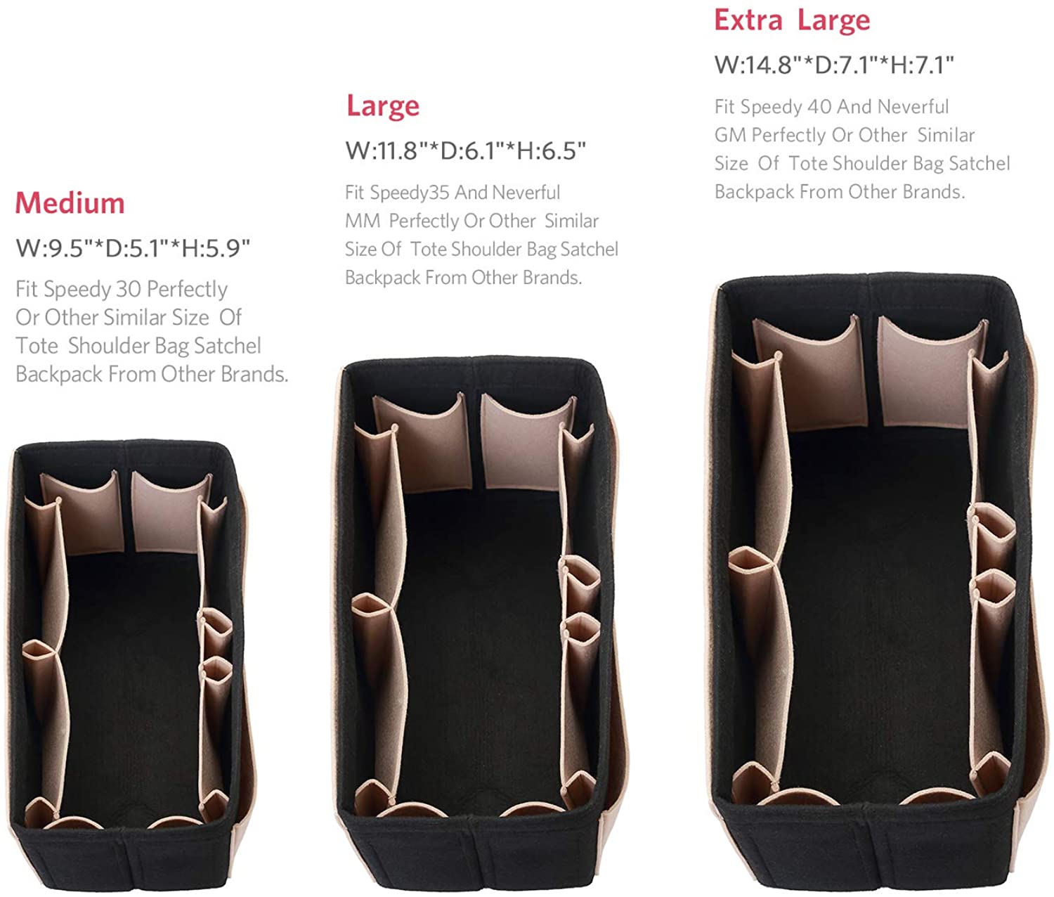 Felt Purse Organizer, Bag in Bag Organizer For Tote & Handbag Speedy Neverfull, Medium Large Extra Large