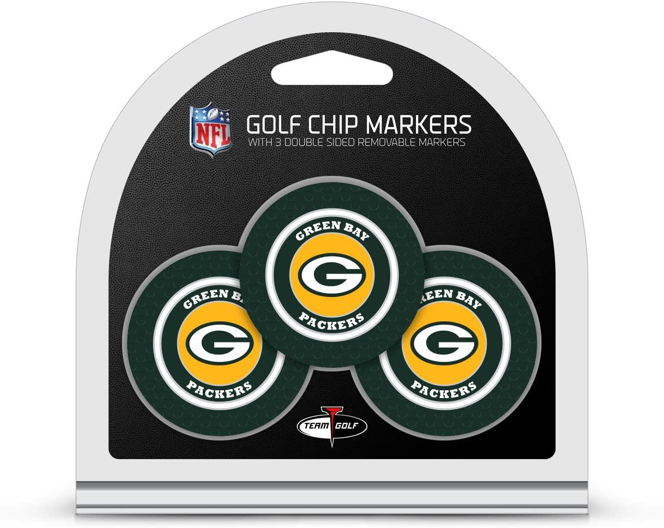 Team Golf NFL Golf Chip Ball Markers (3 Count), Poker Chip Size with Pop Out Smaller Double-Sided Enamel Markers - JOY2ESpree