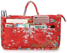 
                        
                          Load image into Gallery viewer, BTSKY New Printing Handbag Organizers Inside Purse Insert-High Capacity 13 Pockets Bag Tote Organizer with Handle Peacock Flower
                        
                      