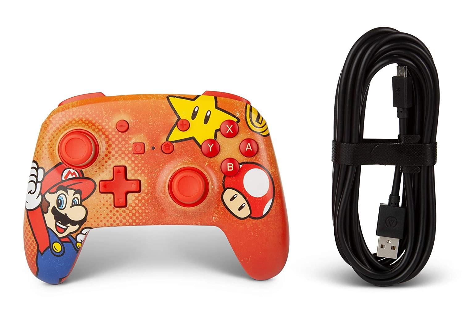PowerA Enhanced Wired Controller for Nintendo Switch - Mario White, Gamepad, Wired Video Game Controller, Gaming Controller - Nintendo Switch - JOY2ESpree