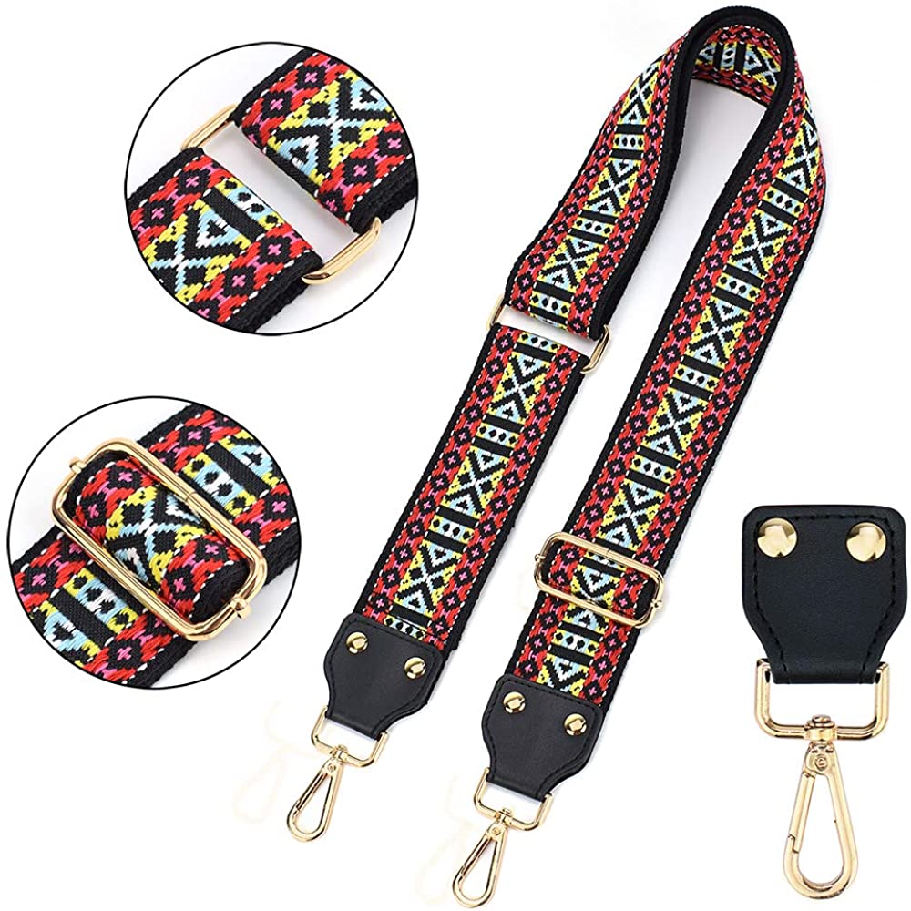 Bag/Purse Strap Replacement Crossbody Shoulder For Women Adjustable Jacquard Woven Cotton Guitar Strap Banjo Strap Style