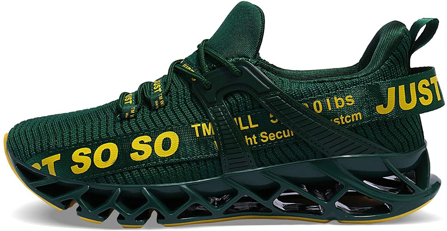 JSLEAP Mens Running Shoes Walking Non Slip Blade Type Sneakers