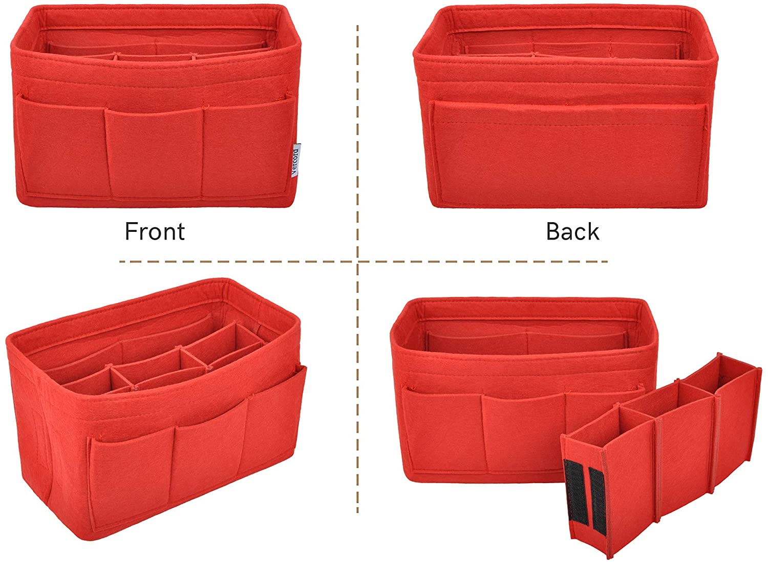 Vercord Felt Purse Organizer Handbag Insert Liner Shaper Bag in Bags for Speedy Neverfull Tote
