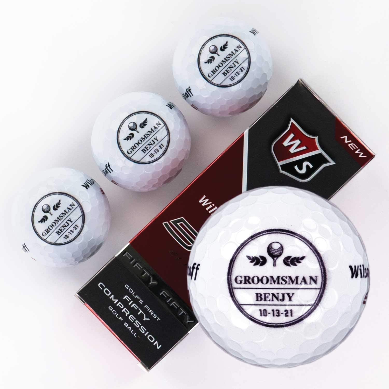 Buffalo BottleCraft Personalized Groomsman Golf Balls, Sleeve of 3, Wilson, Custom Designs for Groomsmen, Best Man, Ushers, Officiants - JOY2ESpree